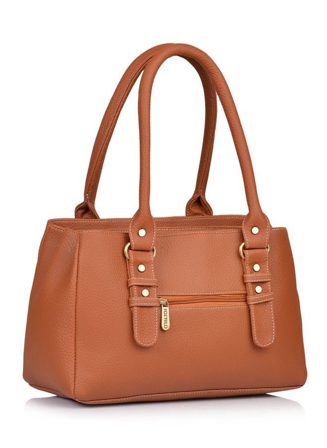 Fostelo Fostelo Women's Vegan Leather Riverside Handbags Shoulder Hobo Bag Ladies Purse (Tan) (Large)  - Image 4