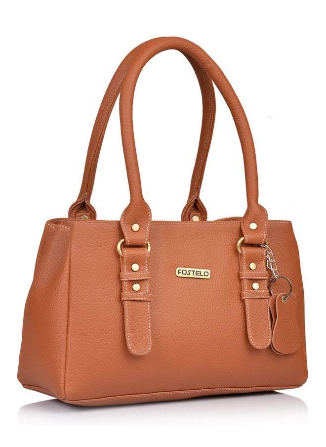 Fostelo Fostelo Women's Vegan Leather Riverside Handbags Shoulder Hobo Bag Ladies Purse (Tan) (Large)  - Image 3