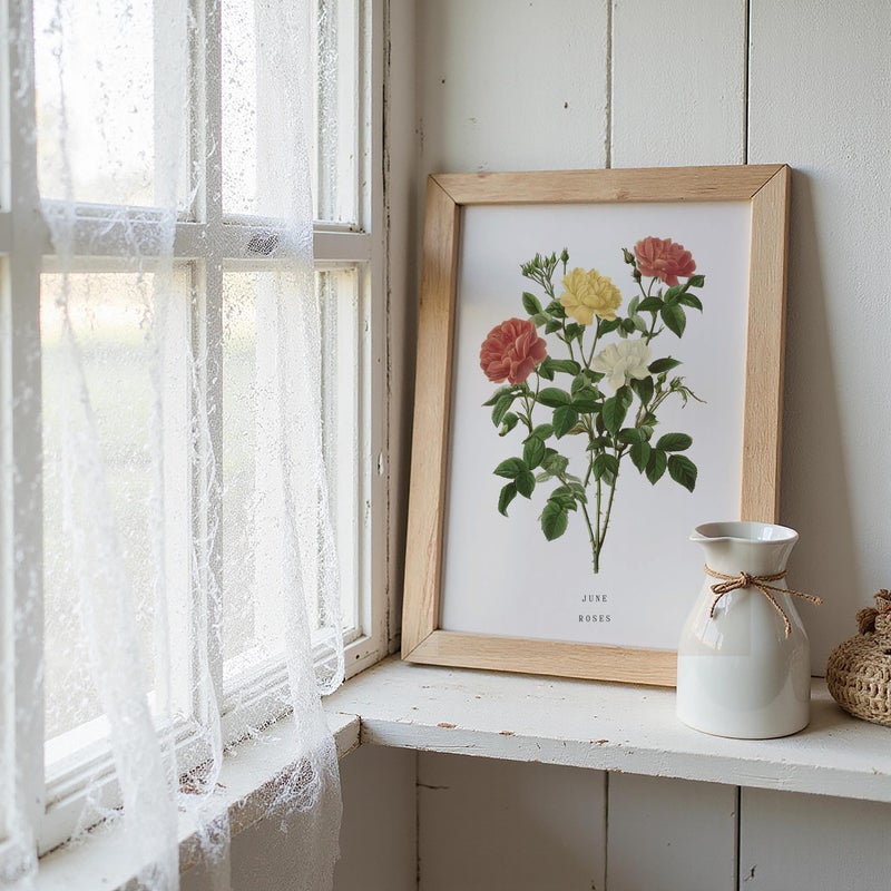 TNESSENTIAL June Rose Birth Flower Print – Vintage Botanical Wall Art, June Birthday Gift for Her, Rose Flower Print - Image 5