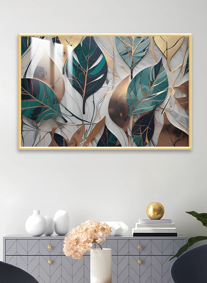 4gdran Luxury wooden wall panel with a leaf design, framed and clear acrylic layer  - Image 1