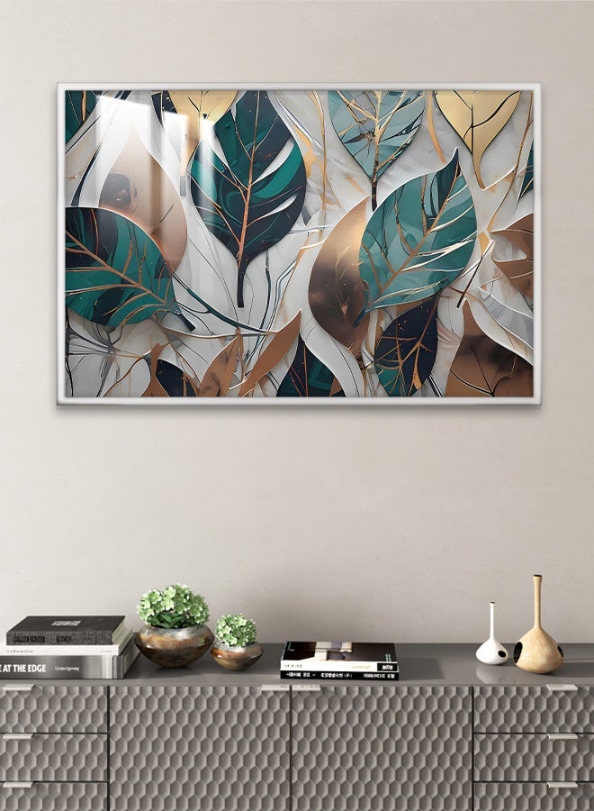 4gdran Luxury wooden wall panel with a leaf design, framed and clear acrylic layer  - Image 3
