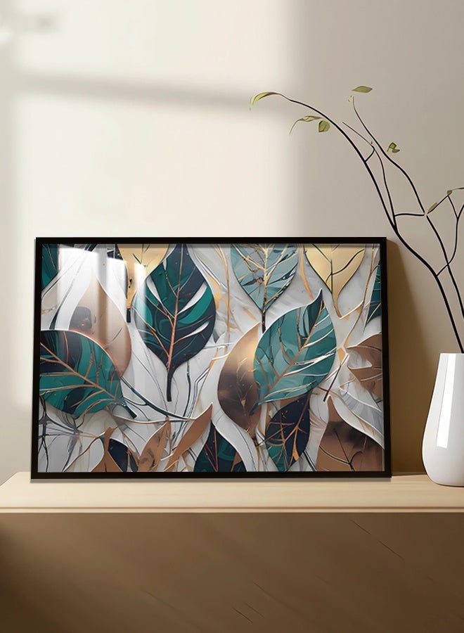 4gdran Luxury wooden wall panel with a leaf design, framed and clear acrylic layer  - Image 2