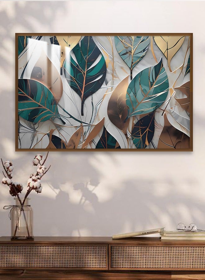 4gdran Luxury wooden wall panel with a leaf design, framed and clear acrylic layer  - Image 4