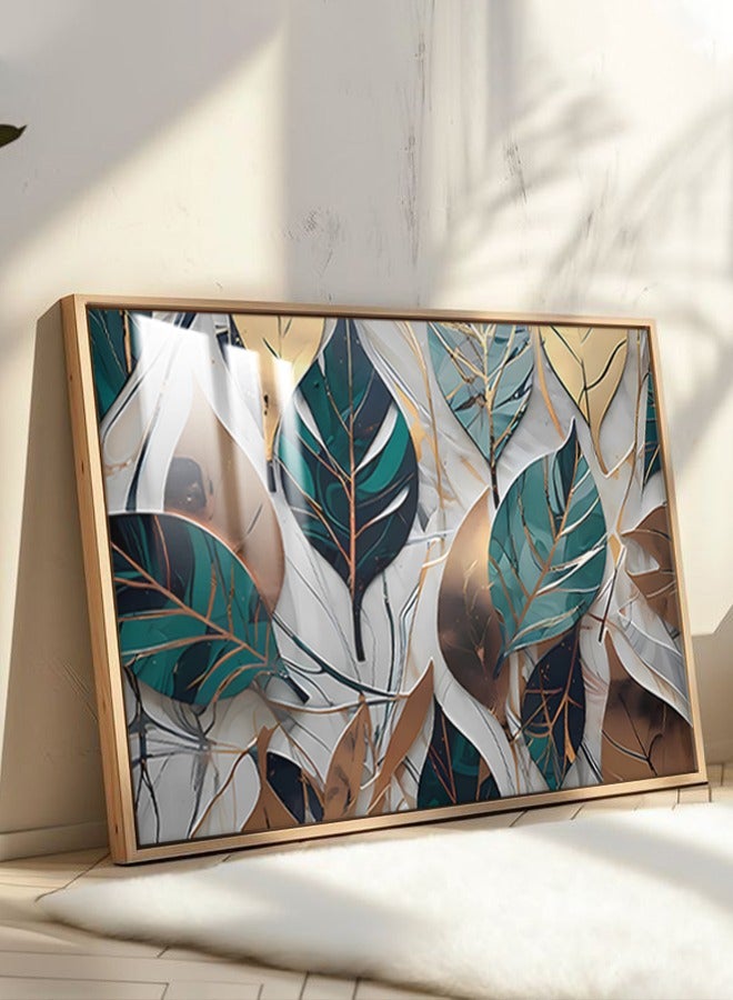 4gdran Luxury wooden wall panel with a leaf design, framed and clear acrylic layer  - Image 5