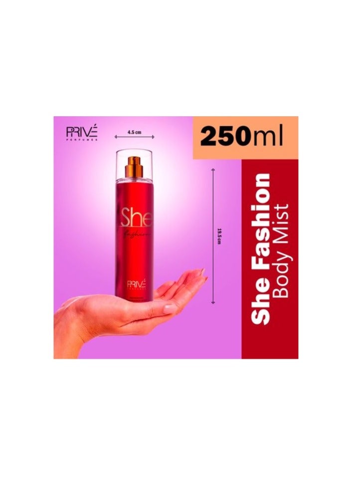 PRIVE She Fashion Fragrance Mist For Women 250ml - Image 4