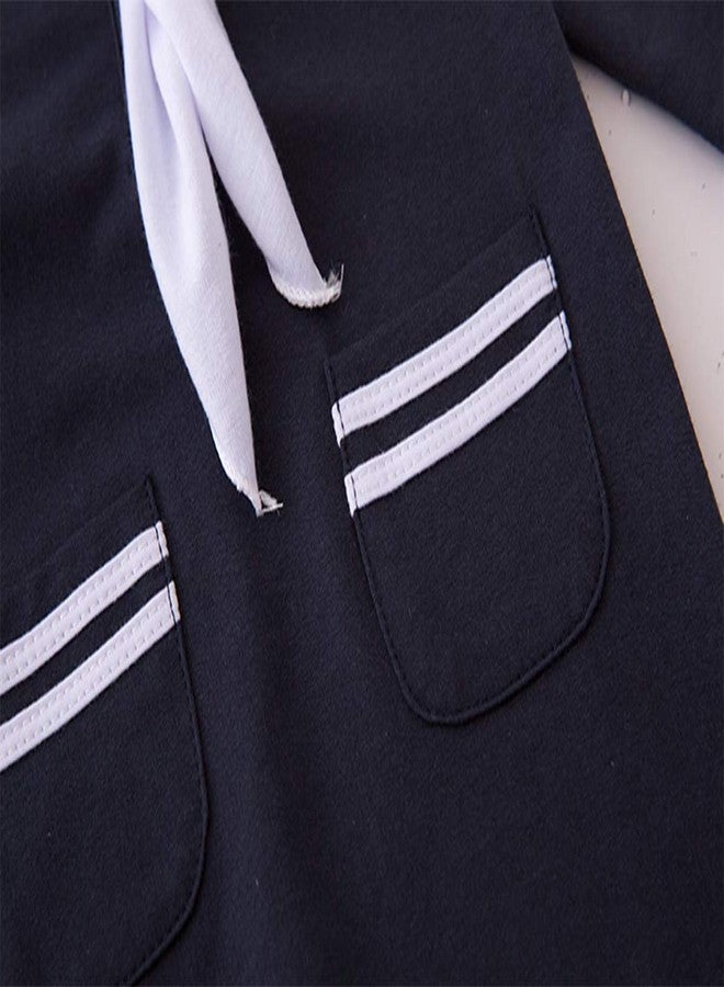 stylesilove Baby Boy Marine Sailor Romper Onesie Set with Hat & Necktie - 3-Piece Holiday Outfit Cotton (Navy Blue - Long Sleeve, 12-18 Months) - Image 4