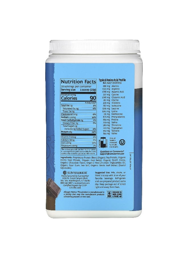 Sunwarrior - Sunwarrior, Warrior Blend, Protein, Chocolate, 1.65 lb (750 g) - Image 1