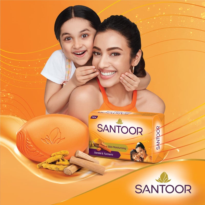 Santoor Sandal and Turmeric Soap Pack of 4 soaps 125g each  Santoor Classic Handwash 1500ml - Image 4