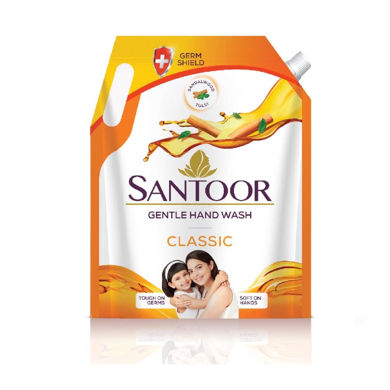 Santoor Sandal and Turmeric Soap Pack of 4 soaps 125g each  Santoor Classic Handwash 1500ml - Image 5