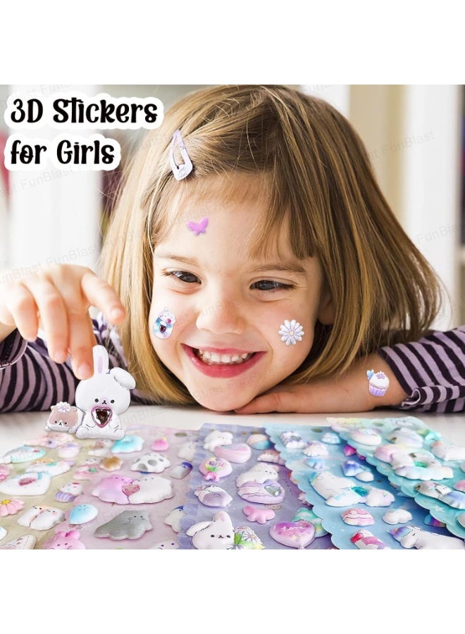FunBlast Kawaii Stickers Set – Set of 3 Puffy Stickers for Kids, 3D Aesthetic Sticker, Cute Sticker's, Foam Sticker for Kids, Craft Self Adhesive Sticker's (04+05+06) - Image 4