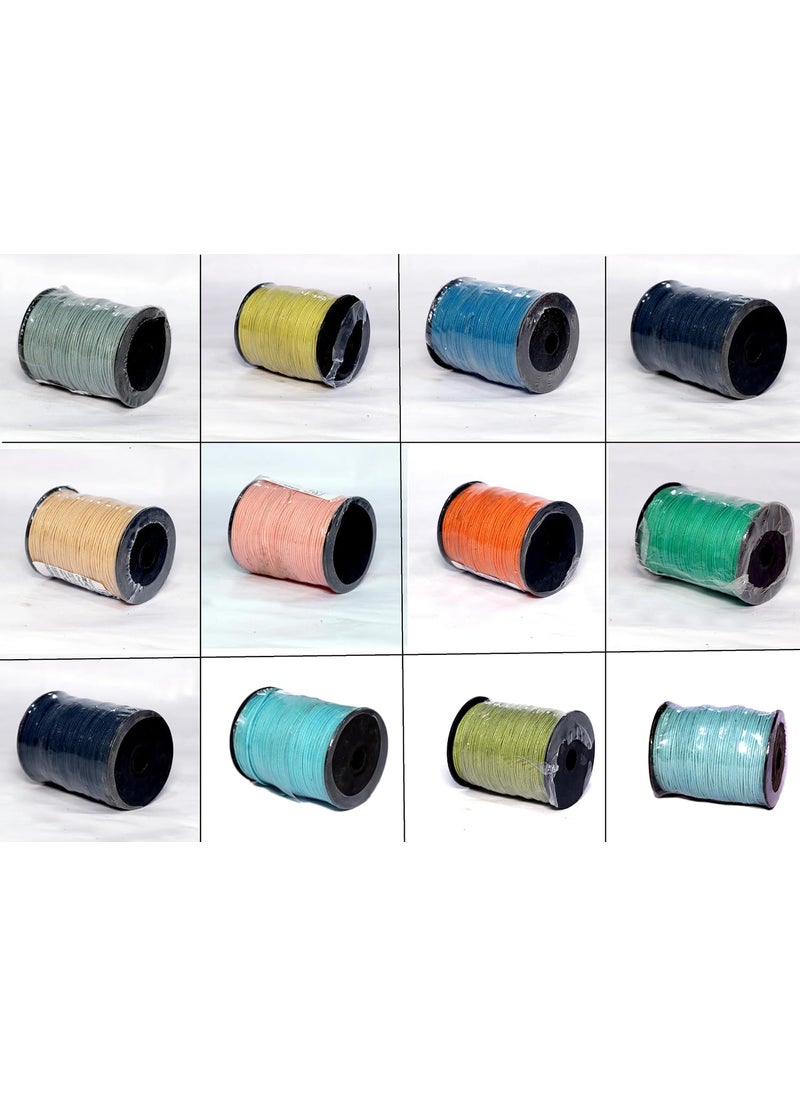 Torex TOREX Large Pack 92 Mt, 1mm Thick, Roll Braided Wax Cotton Cord for DIY Jewellery Making, Beading, Art and Craft Work and Handicrafts (Pack of 12 pcs Multicolored)  - Image 1