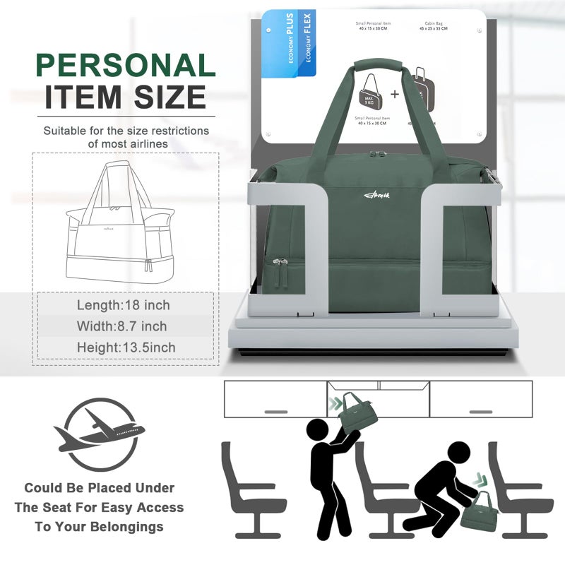 ETRONIK Gym Bag for Women, Personal Item Travel Bag with Shoes Compartment, Weekender Overnight Duffel Bag with Wet Pocket & USB Charging Port, Carry On Bag for Women, Travel, Gym, Weekend - Image 2