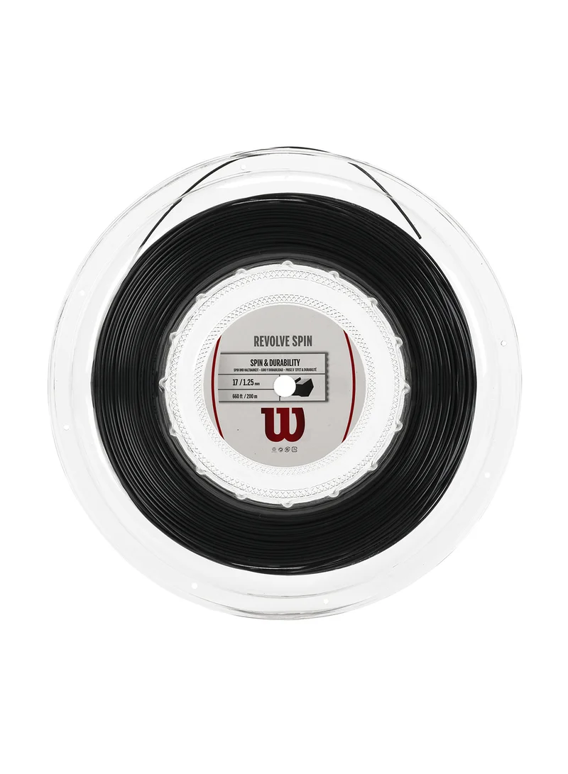 Wilson Revolve Spin Tennis String Gauge 17 (1.25mm) - Reel 200m, Black