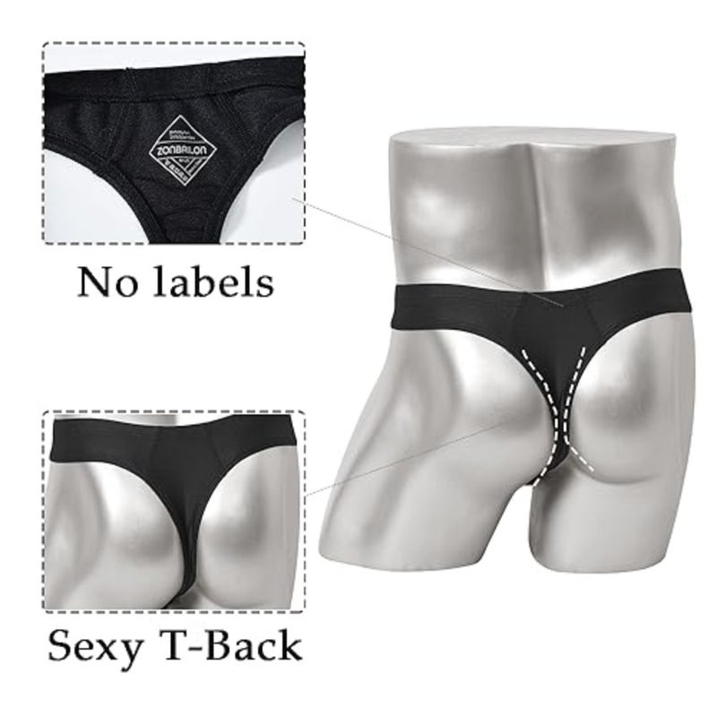 JINSHI Men's Thong Underwear Sexy Ice Silk Glossy G String Male Athletic Thongs T Back For Men Bikini Briefs - Image 4