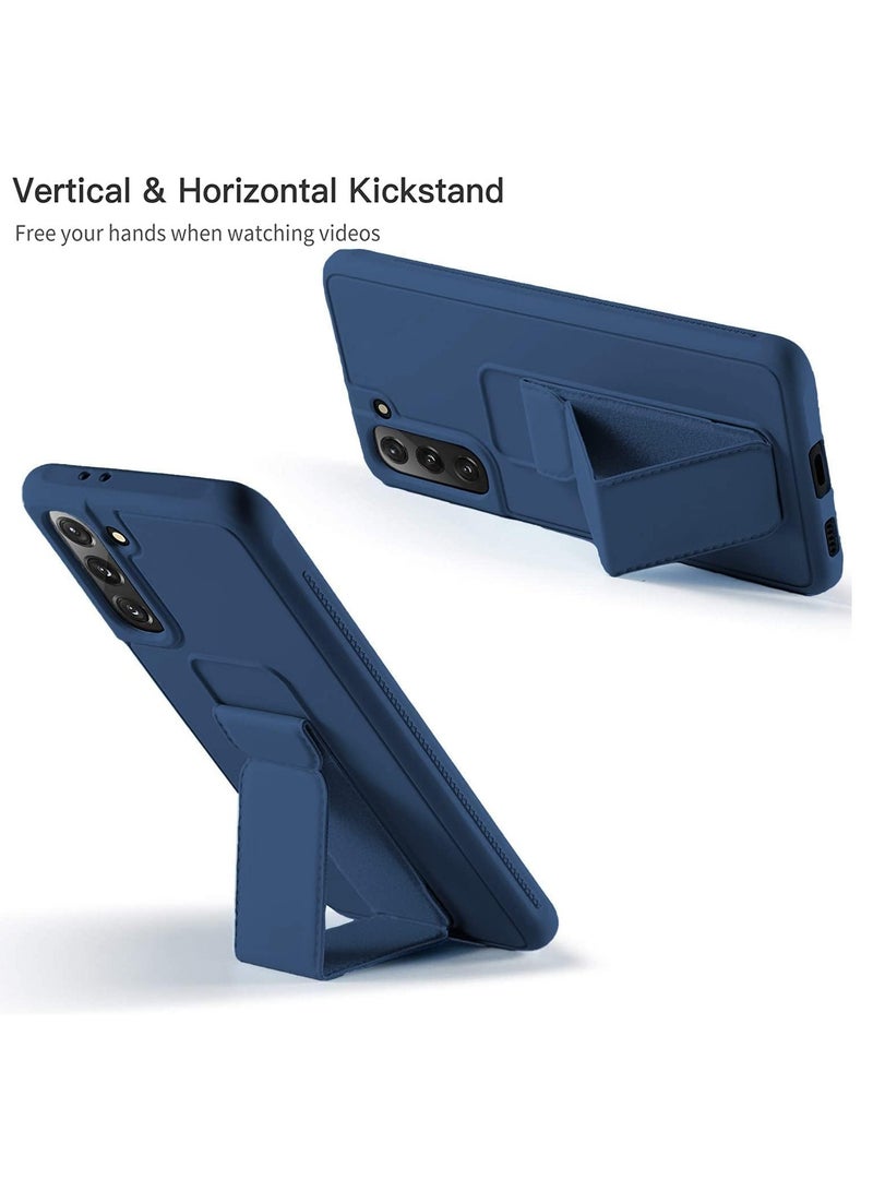 Denx Samsung Galaxy A55 Case with Kickstand and Magnetic Holder, Premium Vertical Strap and Grip with Silicone Holder, multiple viewing positions for Samsung Galaxy A55 (Blue)  - Image 3