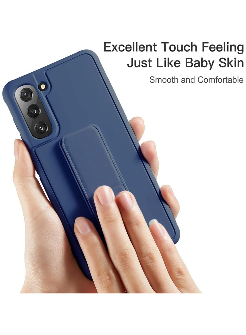 Denx Samsung Galaxy A55 Case with Kickstand and Magnetic Holder, Premium Vertical Strap and Grip with Silicone Holder, multiple viewing positions for Samsung Galaxy A55 (Blue)  - Image 4