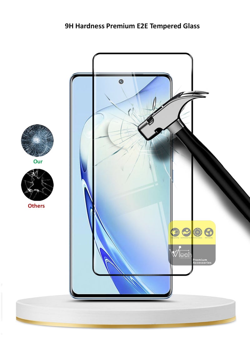 دبليو تيك vivo V27 / V27 Pro / V29 Lite 5G 2023 Premium Edge-Pro Series كامل الغراء كامل الغطاء واقي شاشة زجاجي مقسى - شفاف / أسود - Image 5