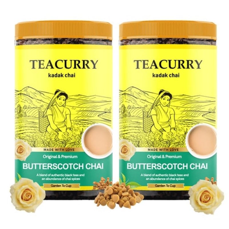 TEACURRY Butterscotch Chai (200 Grams, 100 Cups) - Butterscotch Tea for Digestion and Immunity - 100% Natural Flavoured Tea | Refreshing & Tasteful Butterscotch Flavor Chai Tea - Image 1