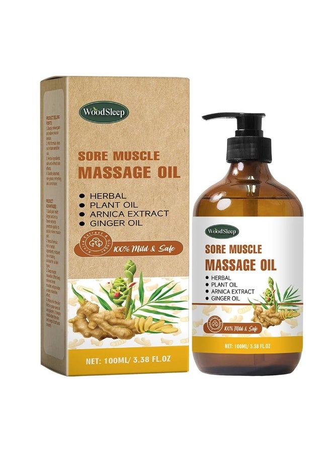 وودسليب زيوت التدليك لعلاج التدليك، للتاريخ ليلا، لألم العضلات، زيت الجسم Gua Sha Relaxing Body، الزيت الطبيعي لشعر الجلد -الزنجبيل - Image 1