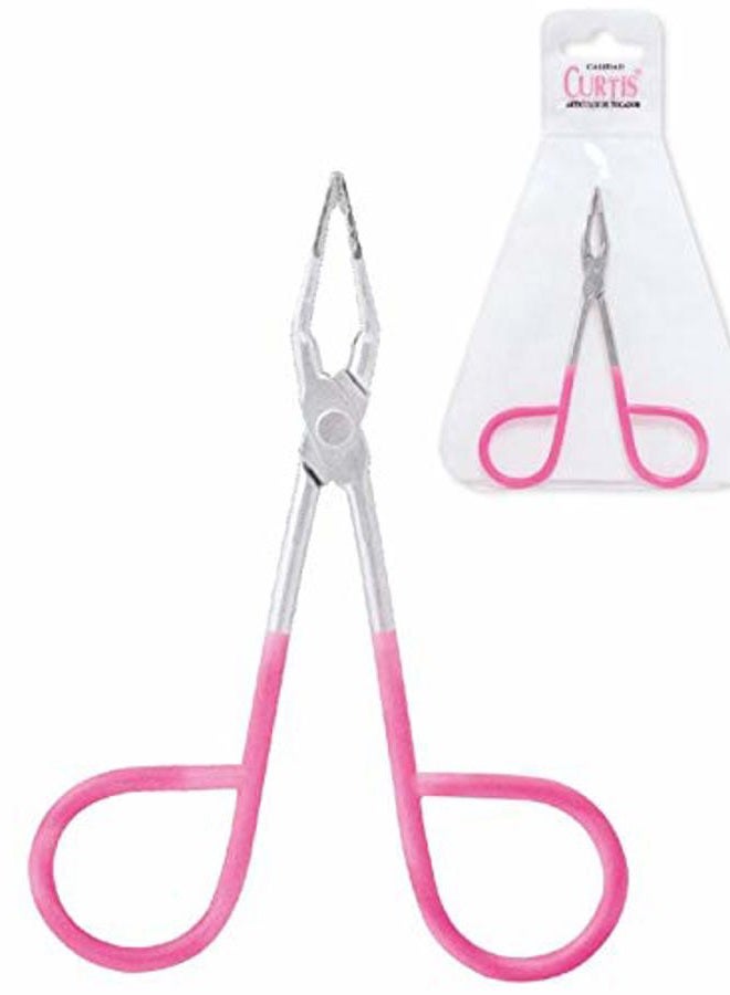 CURTIS PROFESSIONAL Salon TWEEZERS with Easy Scissor Handle, CASE Included; The BEST PRECISION EYEBROW TWEEZERS Men/Women; Tools for Facial Hair, Ingrown Hair, Blackhead; Pink & Silver EASY TO HOLD - Image 1