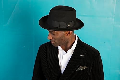 Scala Classico Men's Crushable Water Repelant Wool Felt Fedora Hat, Black, Medium - Image 5