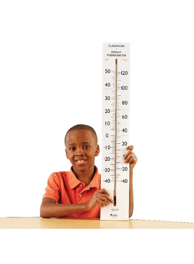 ليرننج ريسورسز مقياس حرارة عملاق للفصول الدراسية من Learning Resources، مقياس حرارة داخلي/خارجي قابل للتثبيت على الحائط بطول 76 سم مع مقياسين للدرجة المئوية والفهرنهايت، تصميم متين ومقاوم للكسر، مناسب للأطفال من سن 6 سنوات فما فوق - Image 2