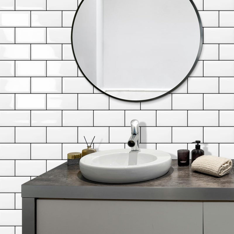 DEWOO 10 Peel and Stick Subway Tile Kitchen Backsplash for Wall, White (Thicker Design) - Image 3