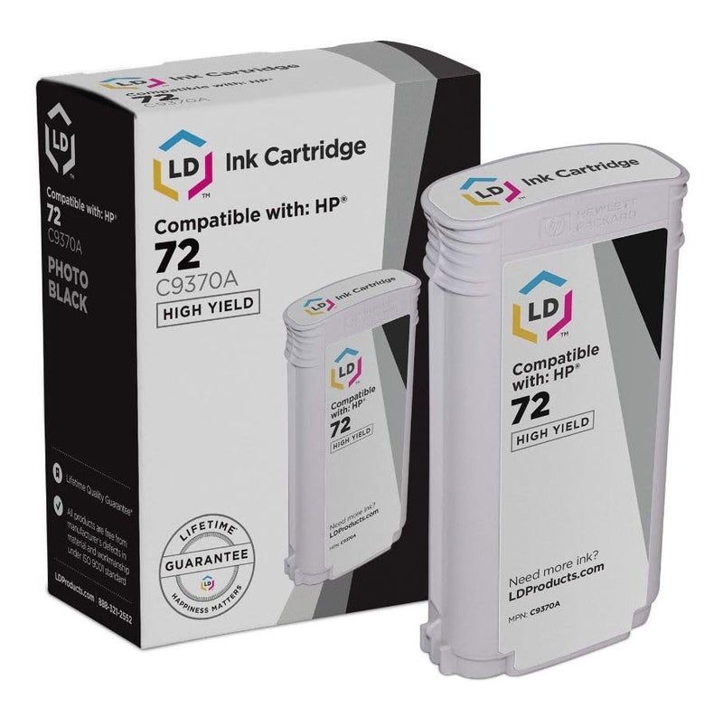 LD Products Compatible Replacements for HP Designjet 72#72 C9370A Photo Black Ink Cartridges High Yield for Use in T1100, T1120, T1200, T610, T620, T770, SD Pro MFP T1120ps Printers (Single-Pack) - Image 1