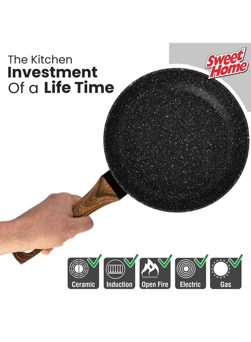 Sweet Home Frying Pan with Durable Marble Coating Induction Safe Non-Stick Frying/Saute Pan PFOA Free Induction & Gas Fry Pan Non Stick Frying Pan (26cm) - Image 3