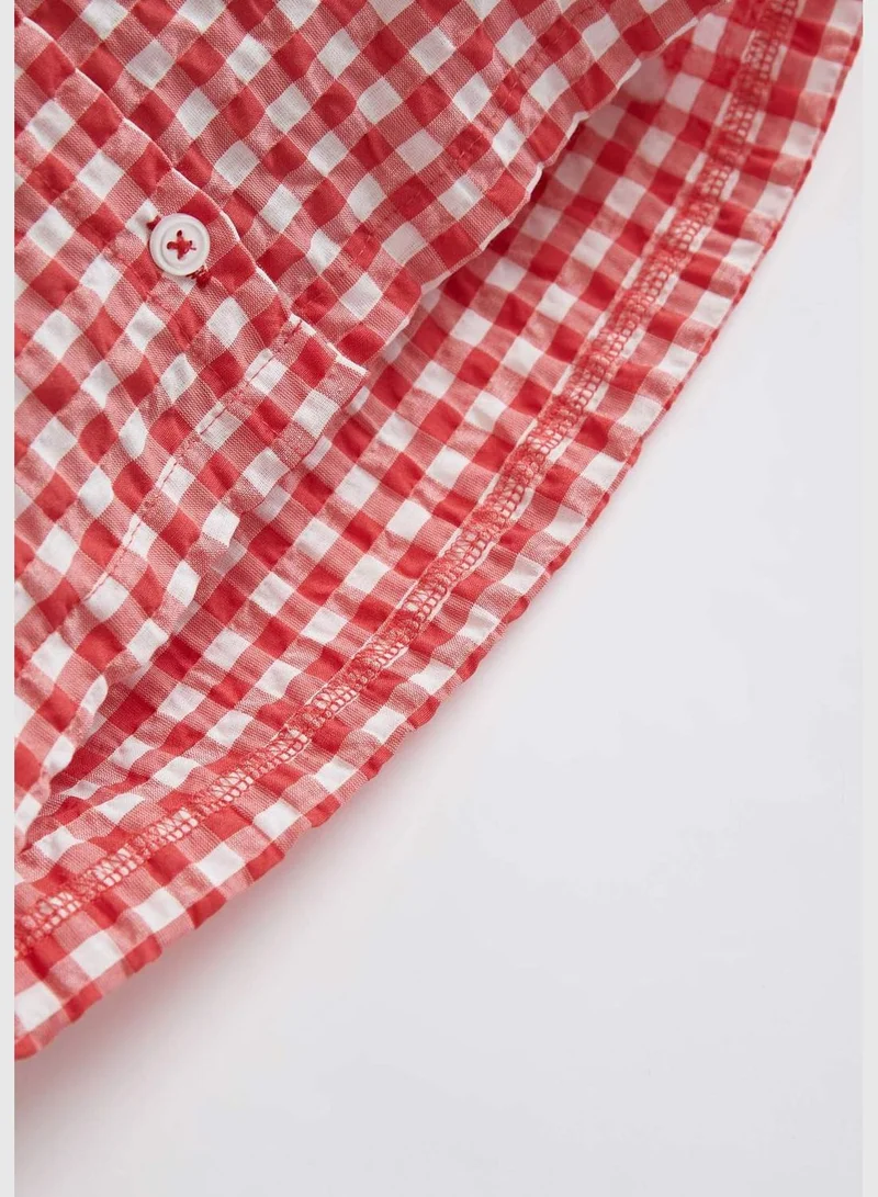 ديفاكتو Regular Fit Short Sleeve Check Print Shirt