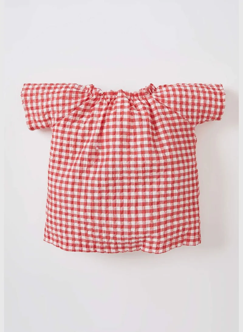 ديفاكتو Regular Fit Short Sleeve Check Print Shirt