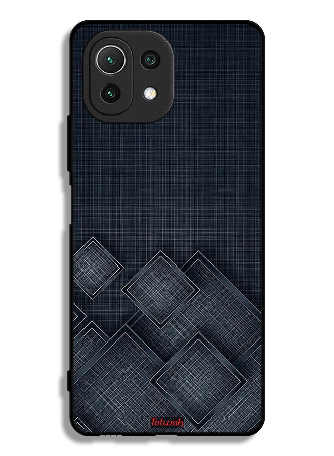 Tolwak غطاء حماية لهاتف Xiaomi Mi 11 Lite 5G بنمط مربعات على القماش - Image 2