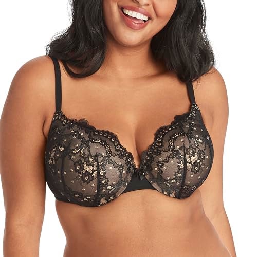 Maidenform womens Love the Lift Push Up & in Demi Dm9900 bras, Black/Body Beige Lace, 38C US - Image 1
