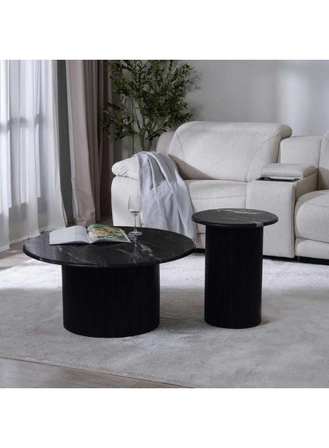 Pan Home POVERA COFFEE TABLE BLACK MARBLE BLACK WOOD - Image 3