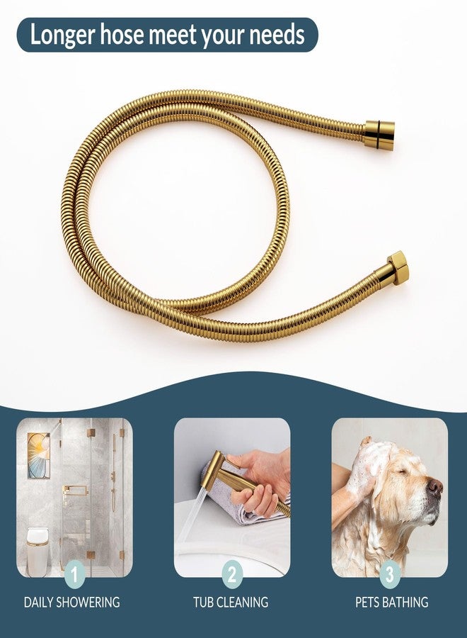 APLusee Titanium Gold Shower Hose, 59-Inch Extra Long Handheld Shower Head Hose Replacement - Image 4