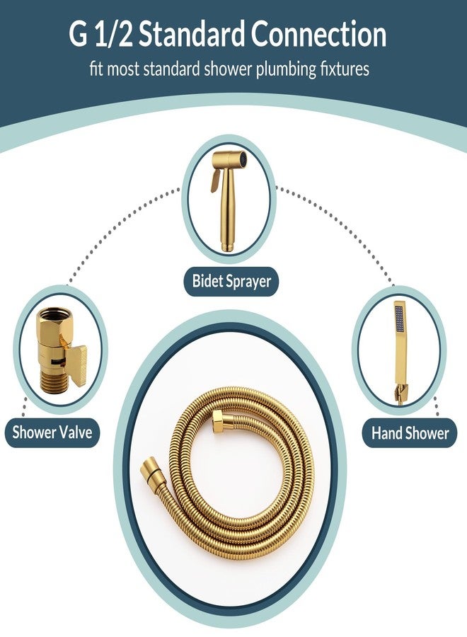 APLusee Titanium Gold Shower Hose, 59-Inch Extra Long Handheld Shower Head Hose Replacement - Image 3