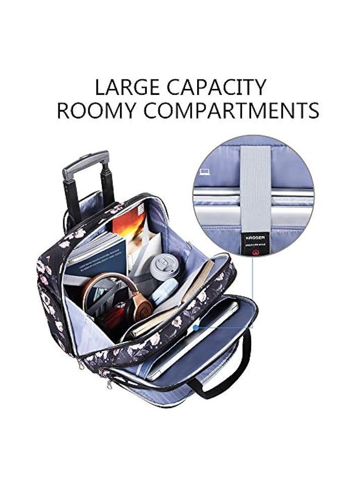 KROSER Rolling Laptop Briefcase Premium Rolling Laptop Bag Fits Up to 15.6 Inch Laptop Water-Repellent Overnight Rolling Computer Bag with Pockets for Travel/Business/School/Women  - Image 3