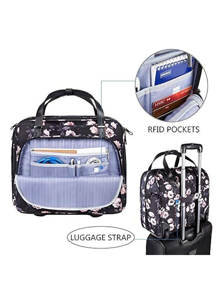 KROSER Rolling Laptop Briefcase Premium Rolling Laptop Bag Fits Up to 15.6 Inch Laptop Water-Repellent Overnight Rolling Computer Bag with Pockets for Travel/Business/School/Women  - Image 4
