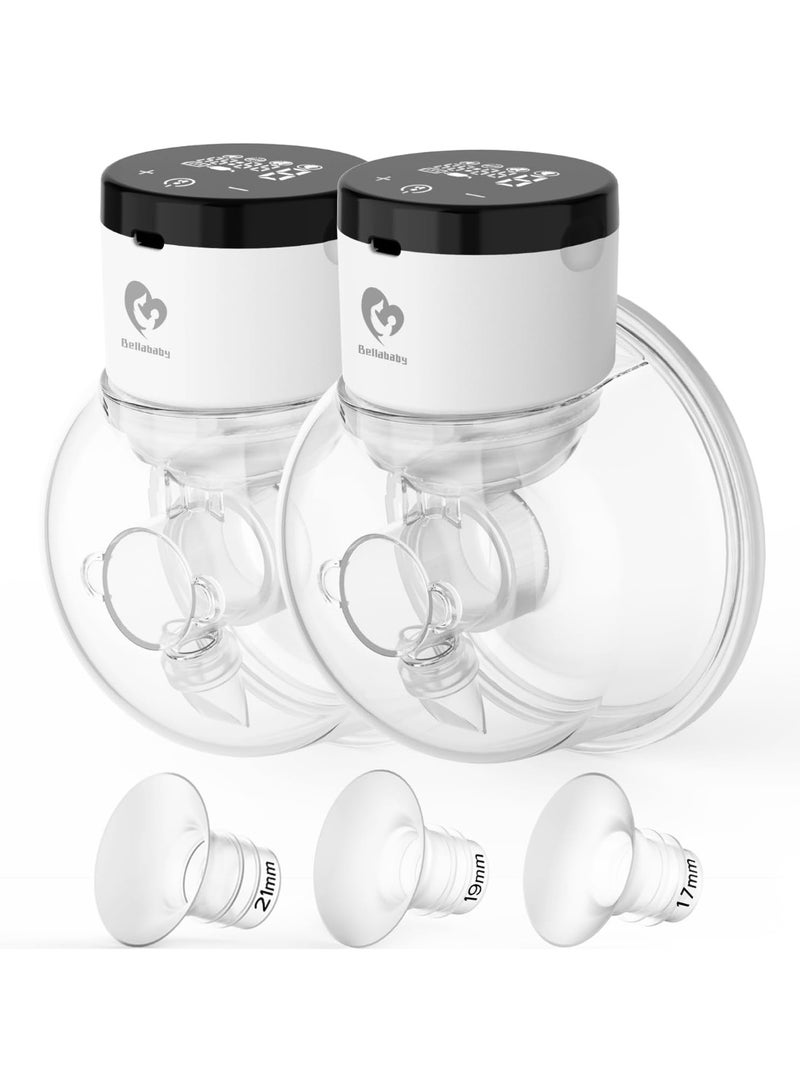 Bellababy Hands-Free Breast Pump Wearable, Touch Control LED Electric Breast Pump, Comfortable & Low Noise, 4 Modes & 9 Levels Suction, 6 oz, 2 Packs (24mm Flanges, with 21mm/19mm/17mm Inserts) - Image 1