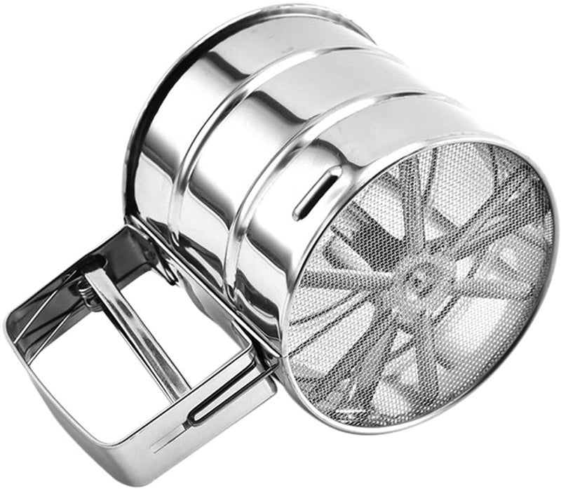 Niralasa Niralasa Baking Stainless Steel Shaker Sieve Cup Manual Flour Sifter with Measuring Scale Mark for Flour Icing Sugar Atta Shifter - Image 1
