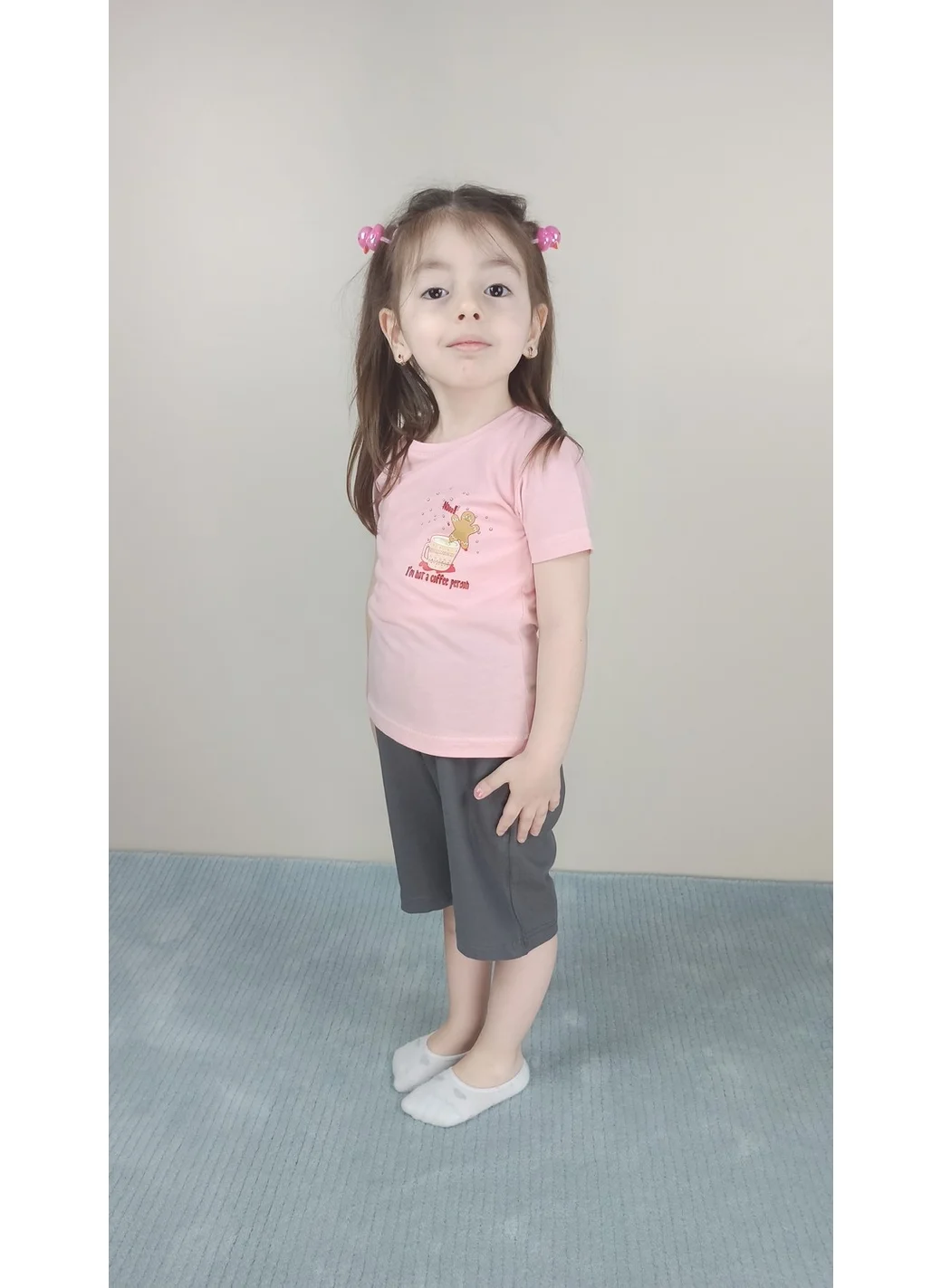 بلونس Girl's Cotton Pink Capri Set