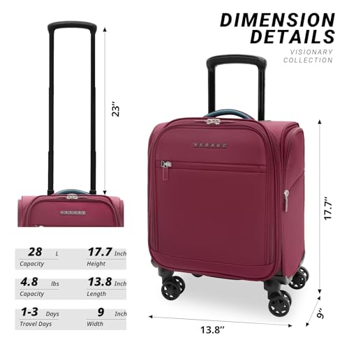 Verage Underseat Carry On Luggage with Wheels & USB Port,14 inch Wheeled Spinner Bag Carry-on Luggages for Airlines, Lightweight Suitcase Men Women, Pilots and Crew (14.5-Inch Plus Underseat Pro) - Image 2