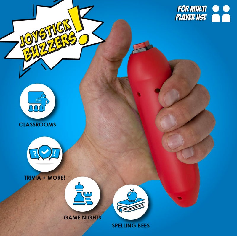 Teacher's Choice Handheld Game Buzzers - Loud Buzzes Unique to Each Joystick- Great for Jeopardy Rounds and Many Trivia and Buzzer Games - 8 Pack - Image 2