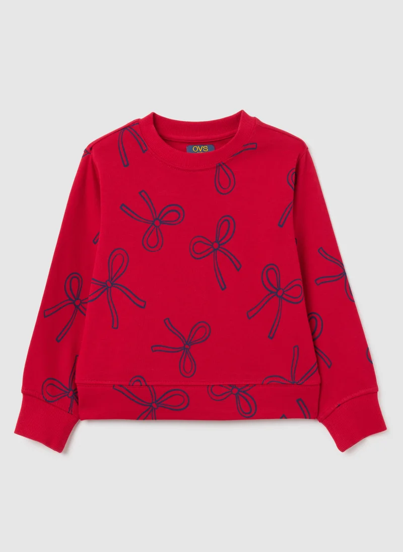 Ovs GIRLS' RED PURE COTTON SWEATSHIRT REGULAR FIT