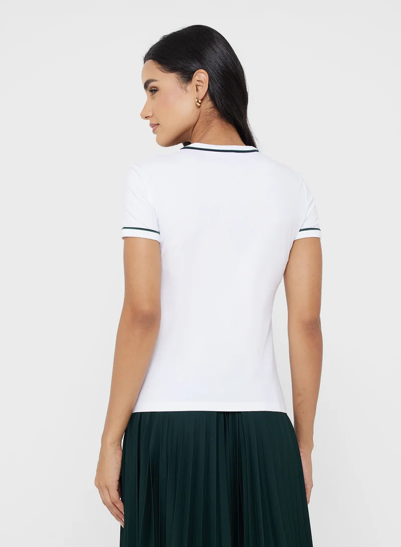 LACOSTE Slim Fit Contrast Accent T-Shirt