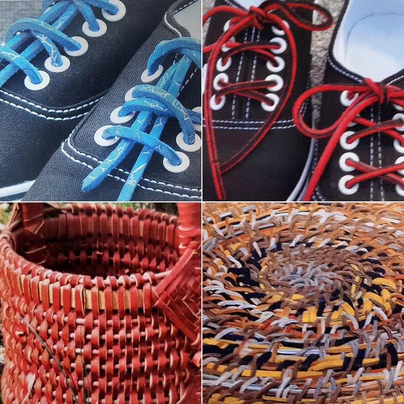 TeeLiy 3mm Flat Genuine Leather Cord, Leather Lace Strip Cord Braiding String for Jewelry Making, Leather Shoe Lace, Arts & Crafts (Red/Tan_5 Yards) - Image 5