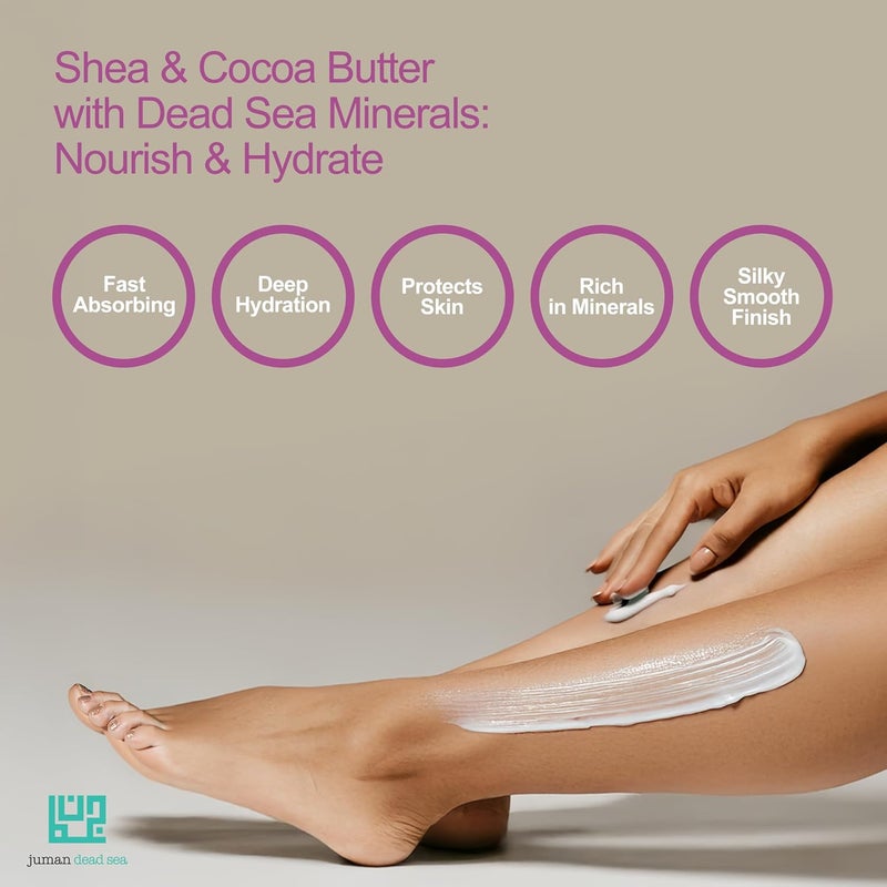 Juman Moisturizing Body Lotion Trio Fast Absorbing NonGreasy Hydrating Moisturizer with Dead Sea Salts Shea and Cocoa Butter Sweet Almond Oil Skin Moisturizer for Women Men - Image 3