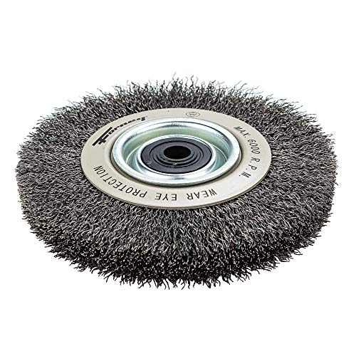 Forney 72895 Wire Bench Wheel Brush, Industrial Pro Crimped with 1/2-Inch Through 2-Inch Multi Arbor, 6-Inch-by-.012-Inch - Image 2