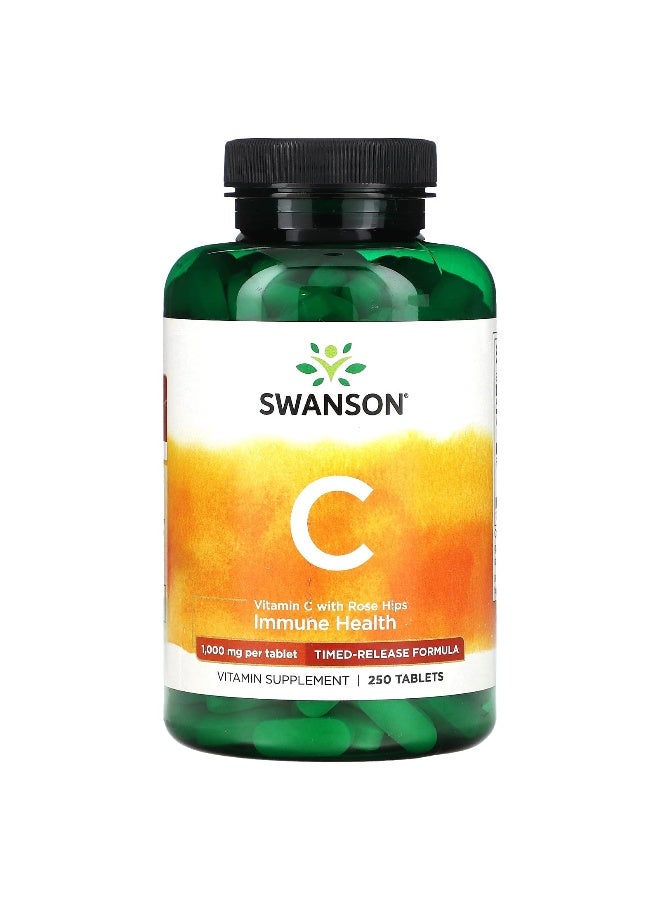 Swanson, Vitamin C with Rose Hips, 1,000 mg, 250 Tablets - Image 1