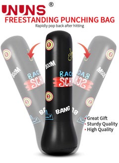 UNUNS Punching Bag For Kids,Inflatable Boxing Punch Bag With Gloves And Pump,Inflatable Tumbler Toy For Boys Girls,Beginner Heavy Punching Bags Sandbag,Reduce Pressure Stress,1.2M Alphabet Black  - Image 2